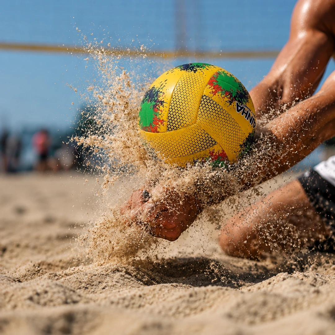 Mãos fazendo manchete no vôlei de praia